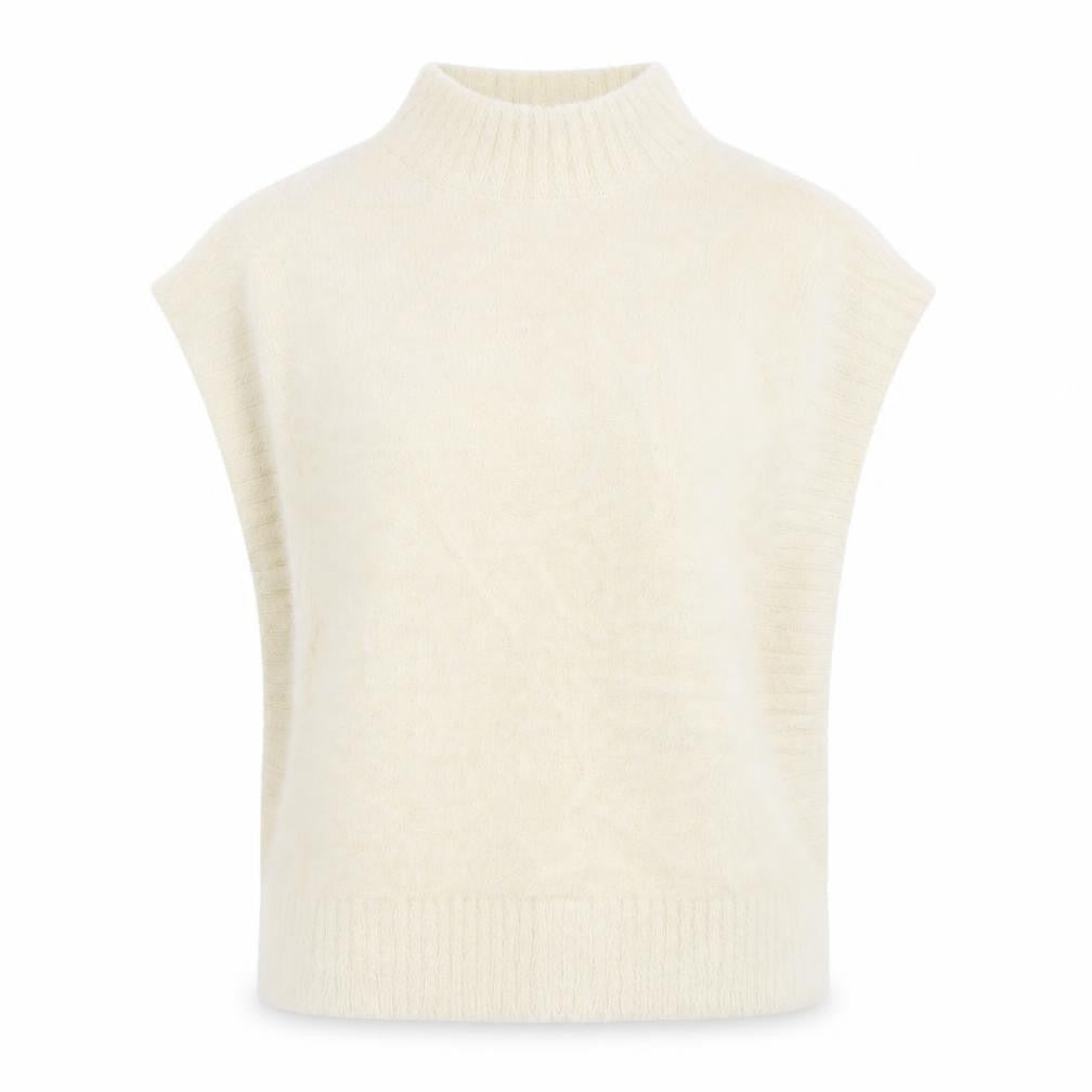 Molly Bracken Womens Ivory Sleeveless Mock Neck Pullover Jumper XS