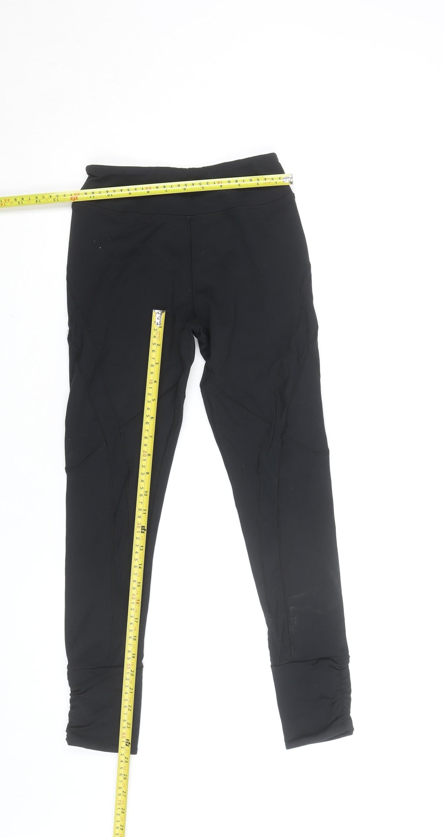 Kyodan Womens Black Small Leggings Reflective Zip Pocket Activewear