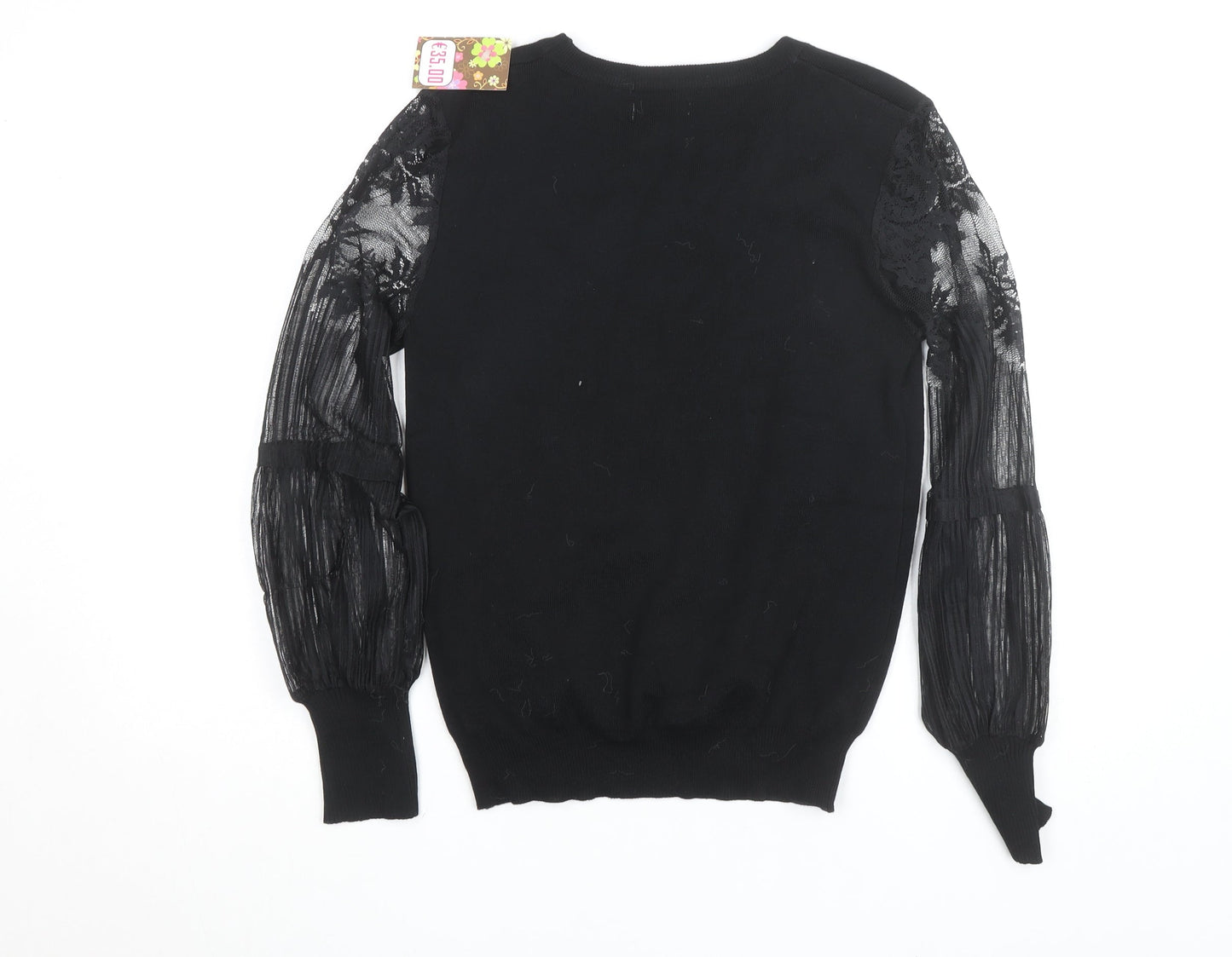 Wild Flower Women's Black Lace Sleeve Pullover Jumper Size M