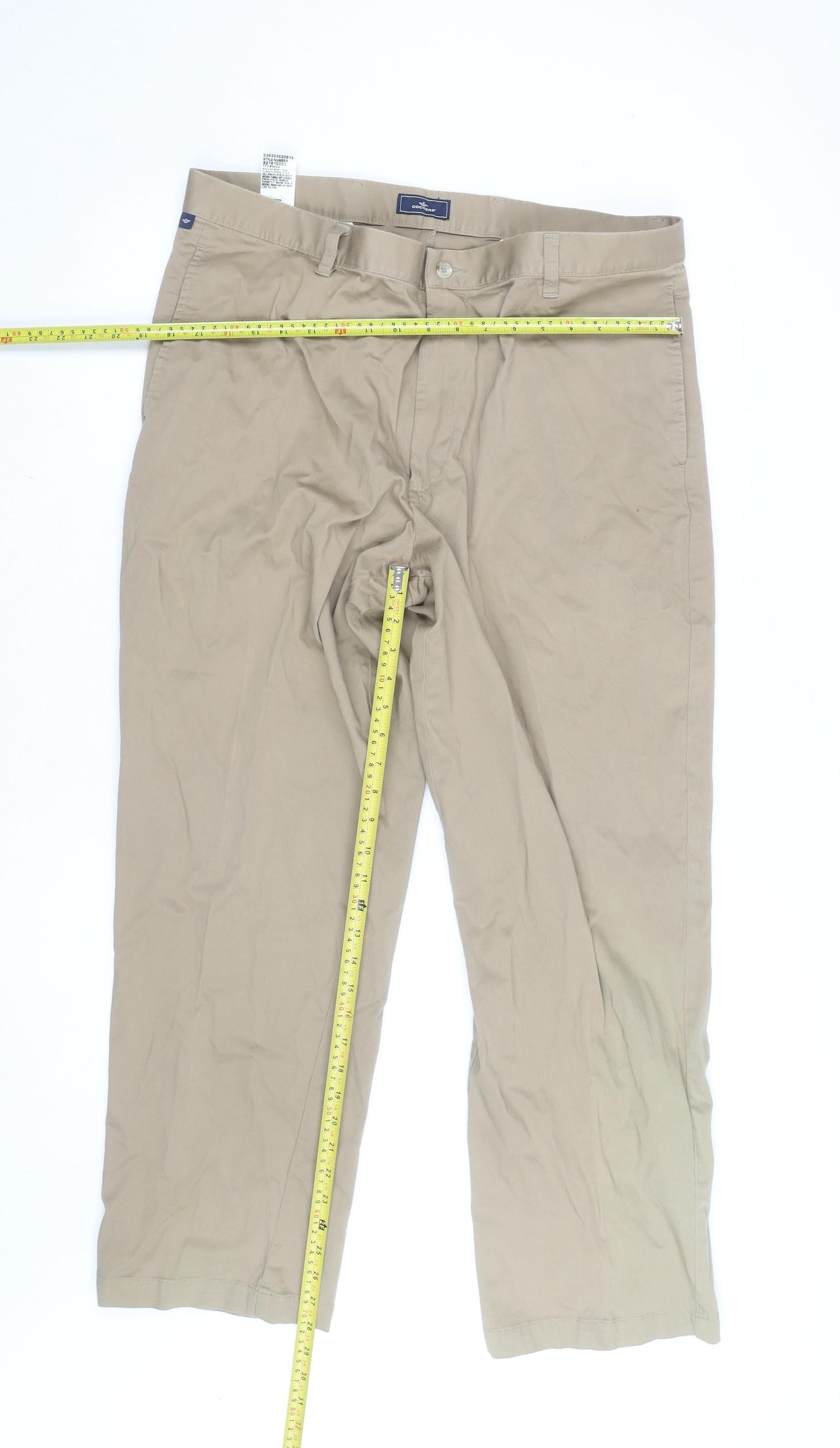 Dockers Men's Beige Chino Trousers W38 L32 Cotton Stretch Regular Fit