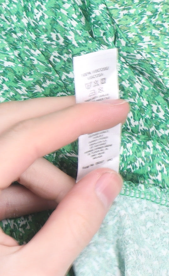 Gallery Women’s Green Floral Midi A-Line Skirt Size 12 Viscose