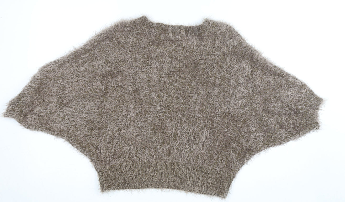 Cherry Couture Women Beige Fuzzy Sequin Heart Jumper Size M