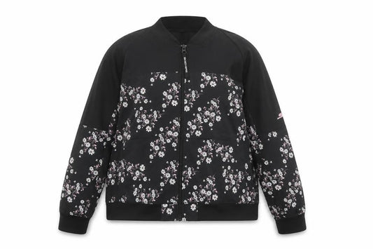 Skechers Womens Black Floral 2XL Track Jacket Full Zip Lightweight