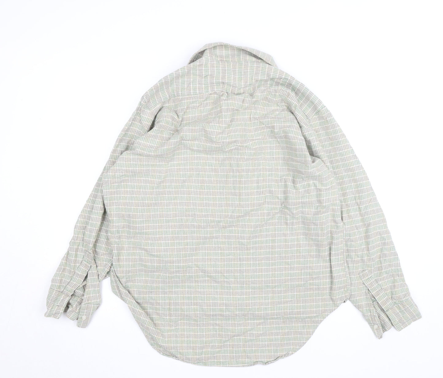 Magee Men’s Beige Check Cotton Long Sleeve Casual Shirt Size 40