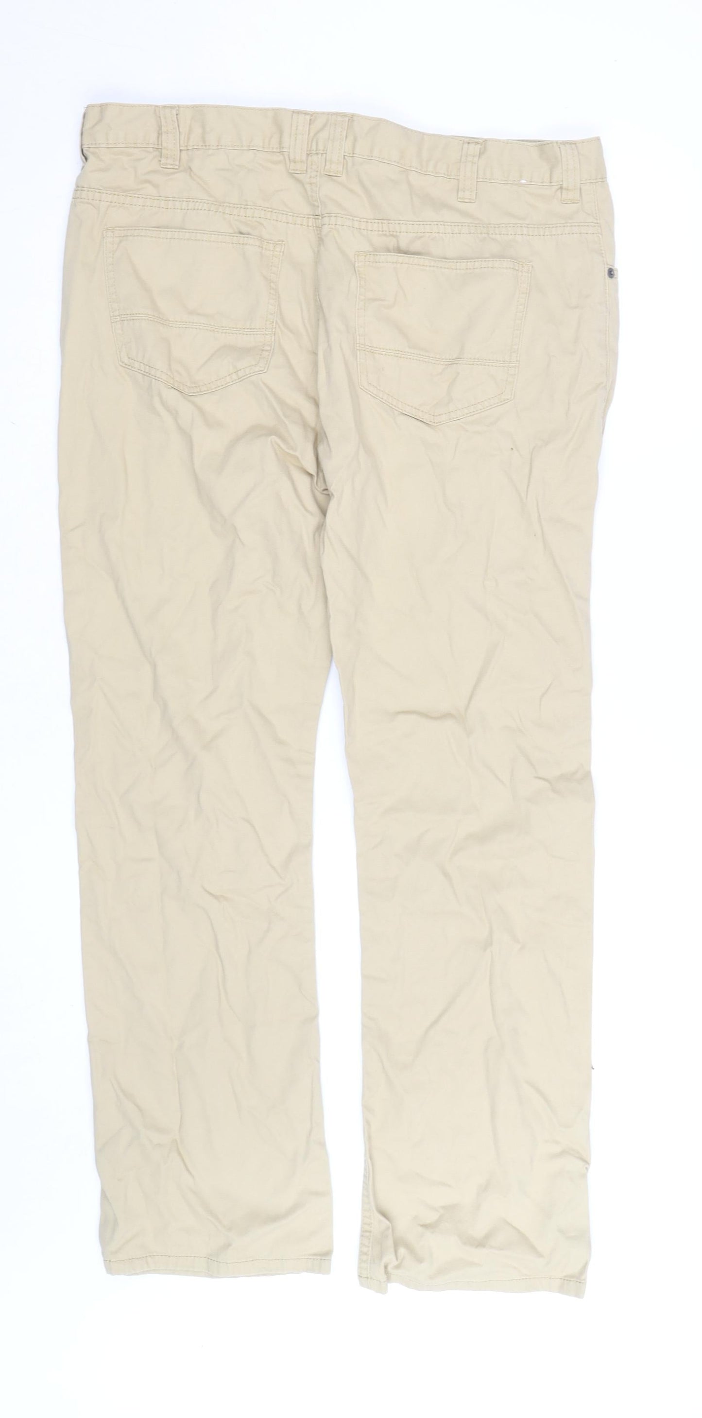 Denim Co. Men's Beige Chino Trousers 35W 32L Cotton Straight Fit
