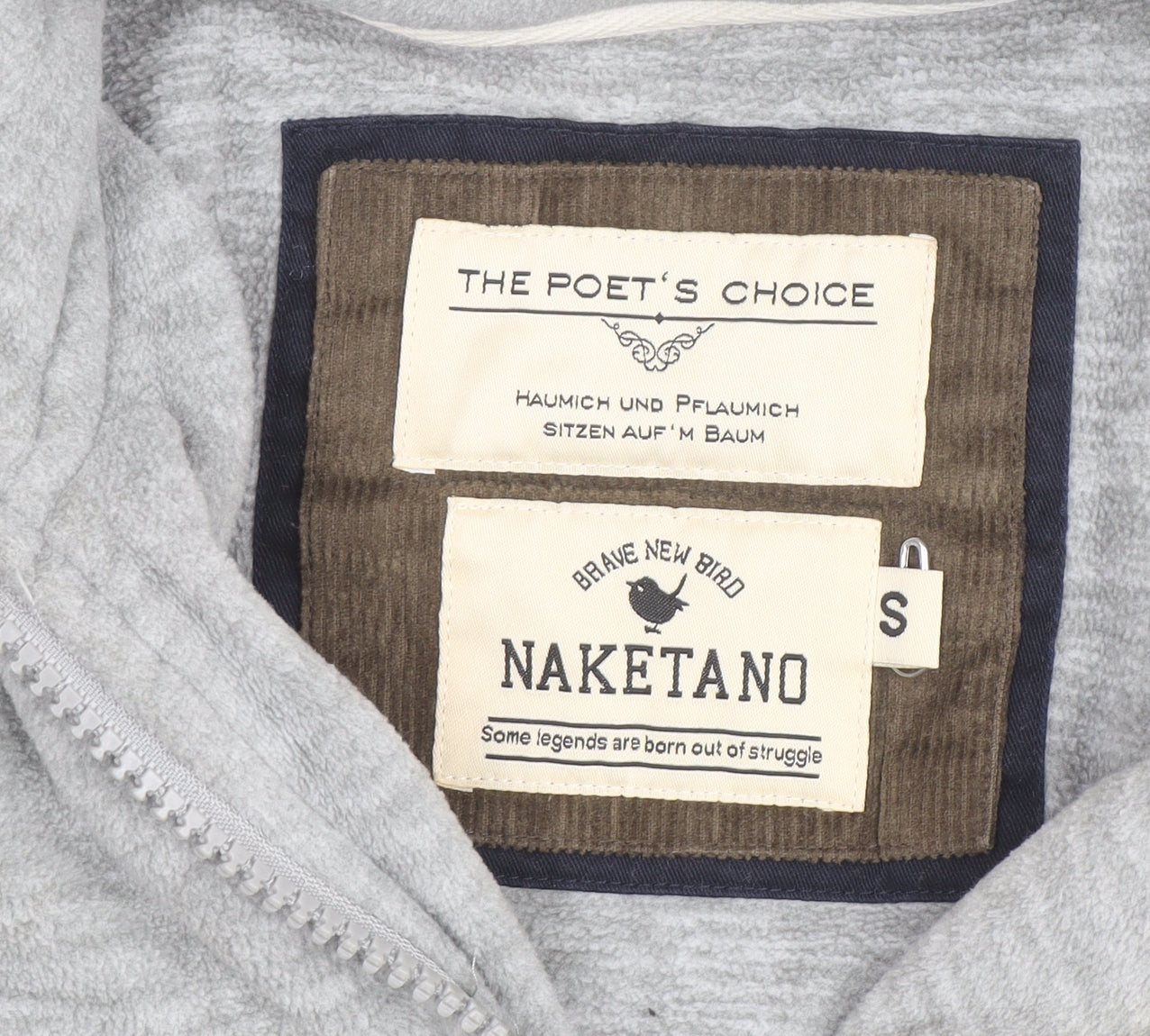 Naketano Men’s Grey Full Zip Fleece Jumper Small