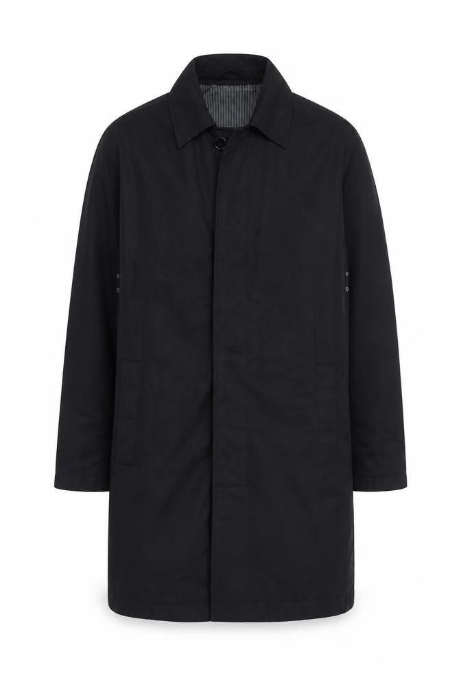 Butler & Webb Men's Black Cotton Blend Long Overcoat S