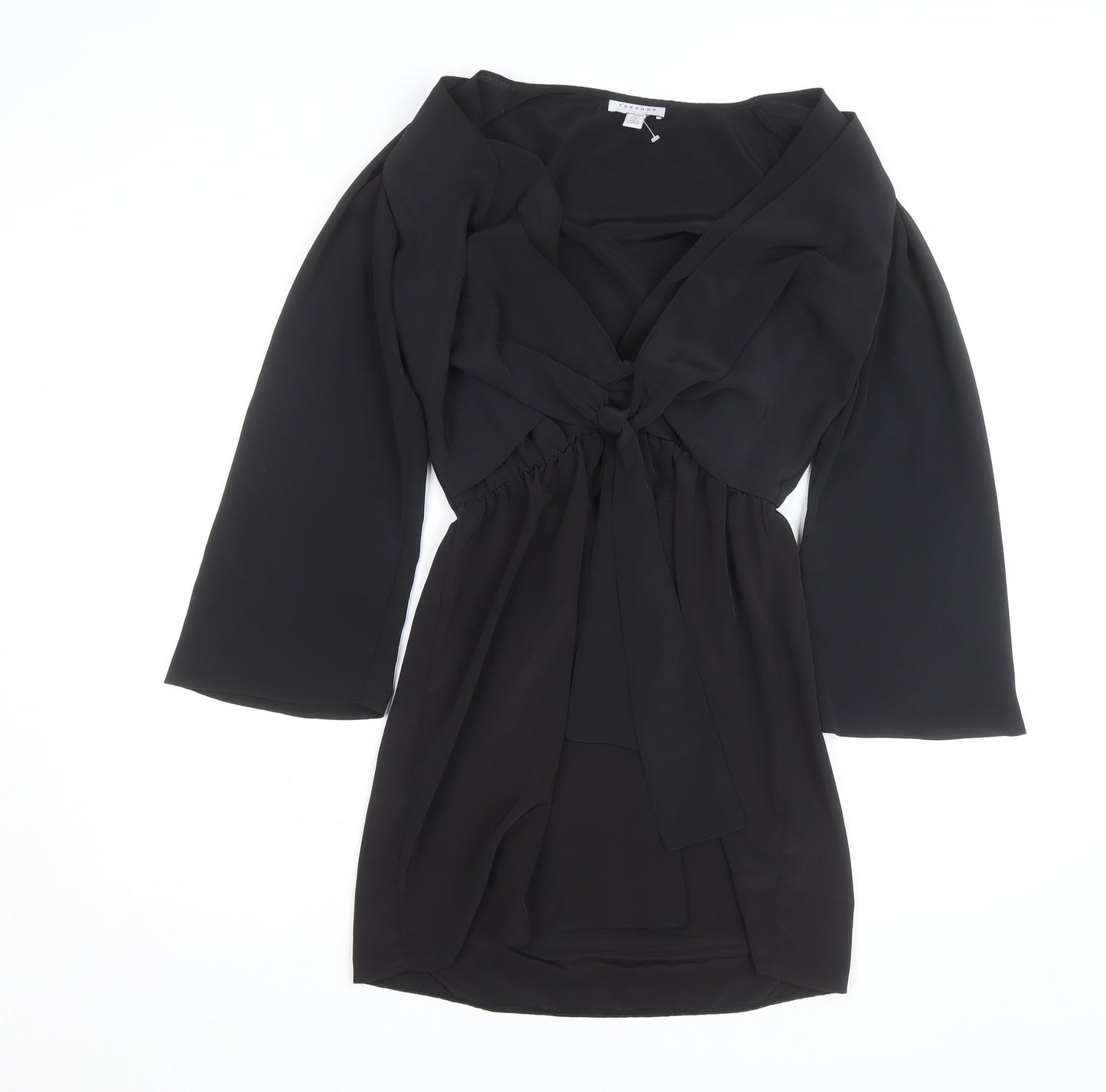 Topshop Women's Black Wrap Chiffon Blouse Size 8