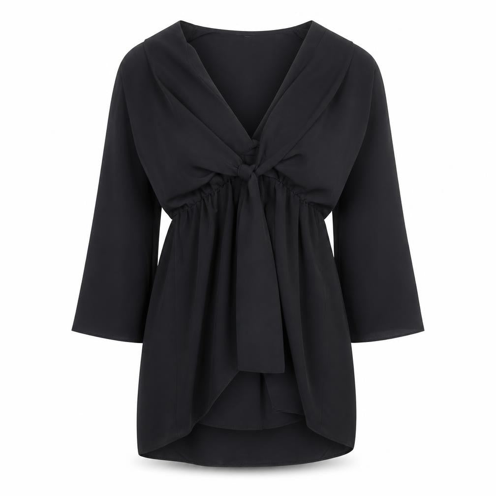 Topshop Women's Black Wrap Chiffon Blouse Size 8