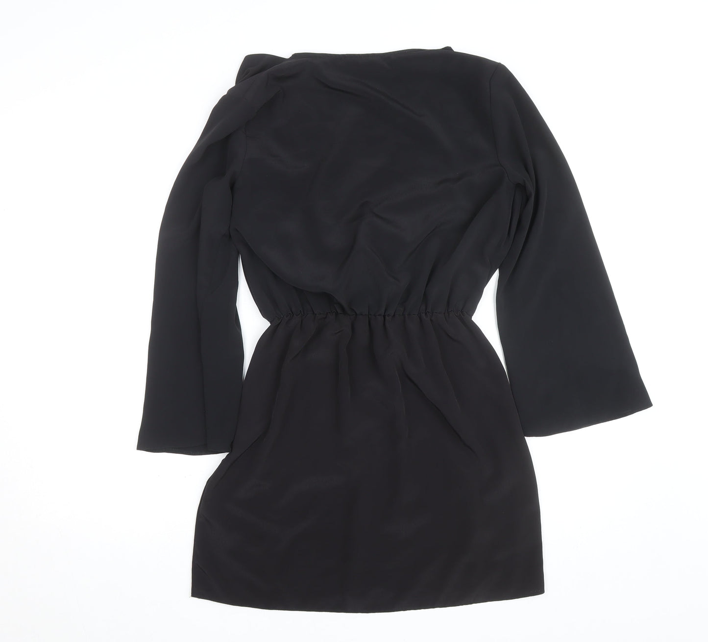 Topshop Women's Black Wrap Chiffon Blouse Size 8