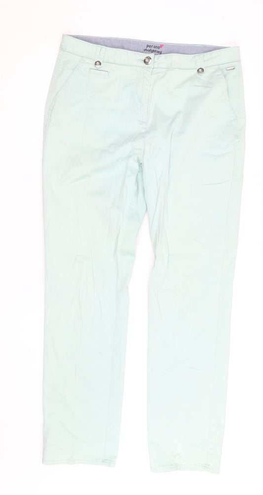 Marks and Spencer Women’s Green Straight Leg Trousers Size 14