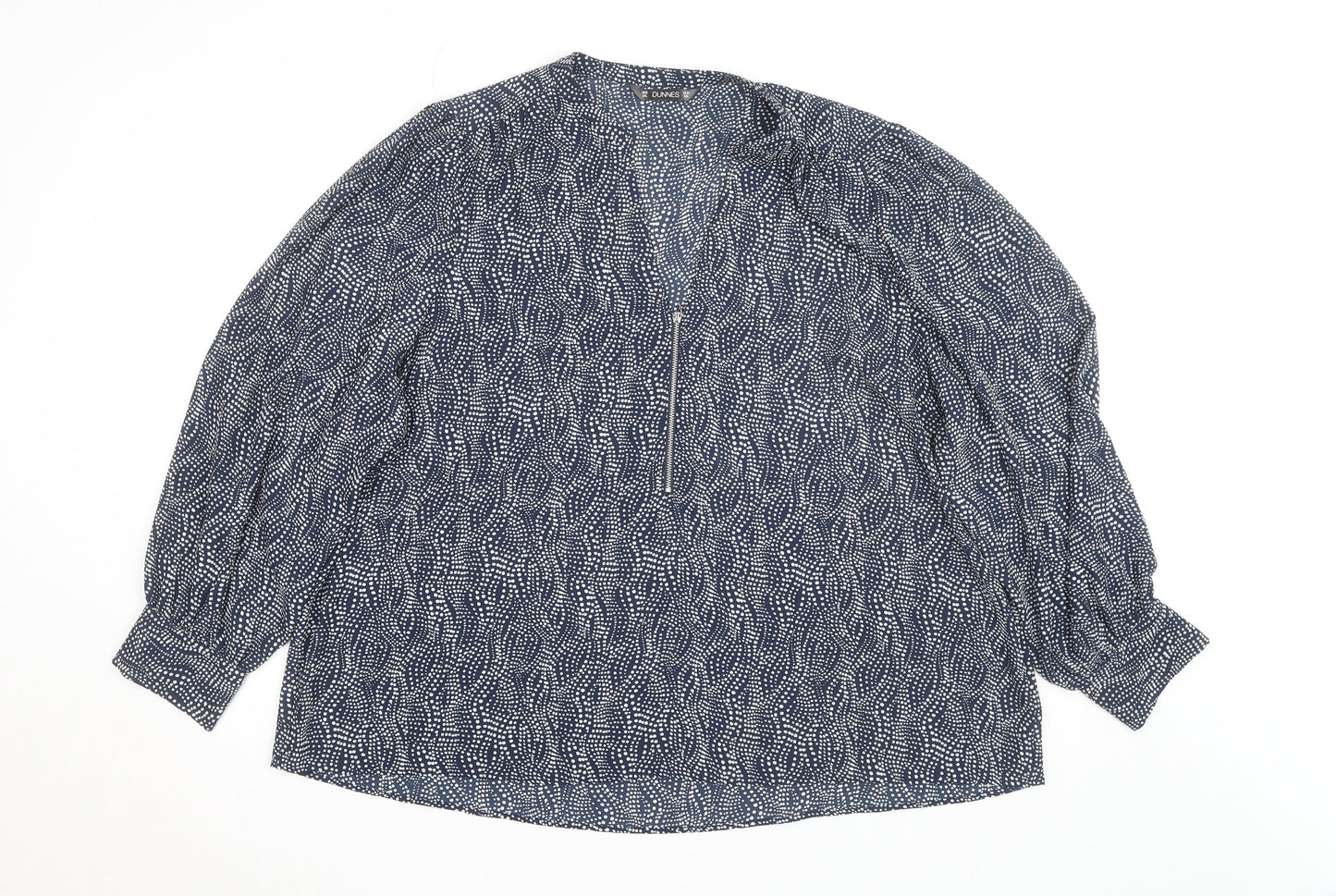 Dunnes Women’s Blue Geometric Long Sleeve Tunic Blouse Size XL