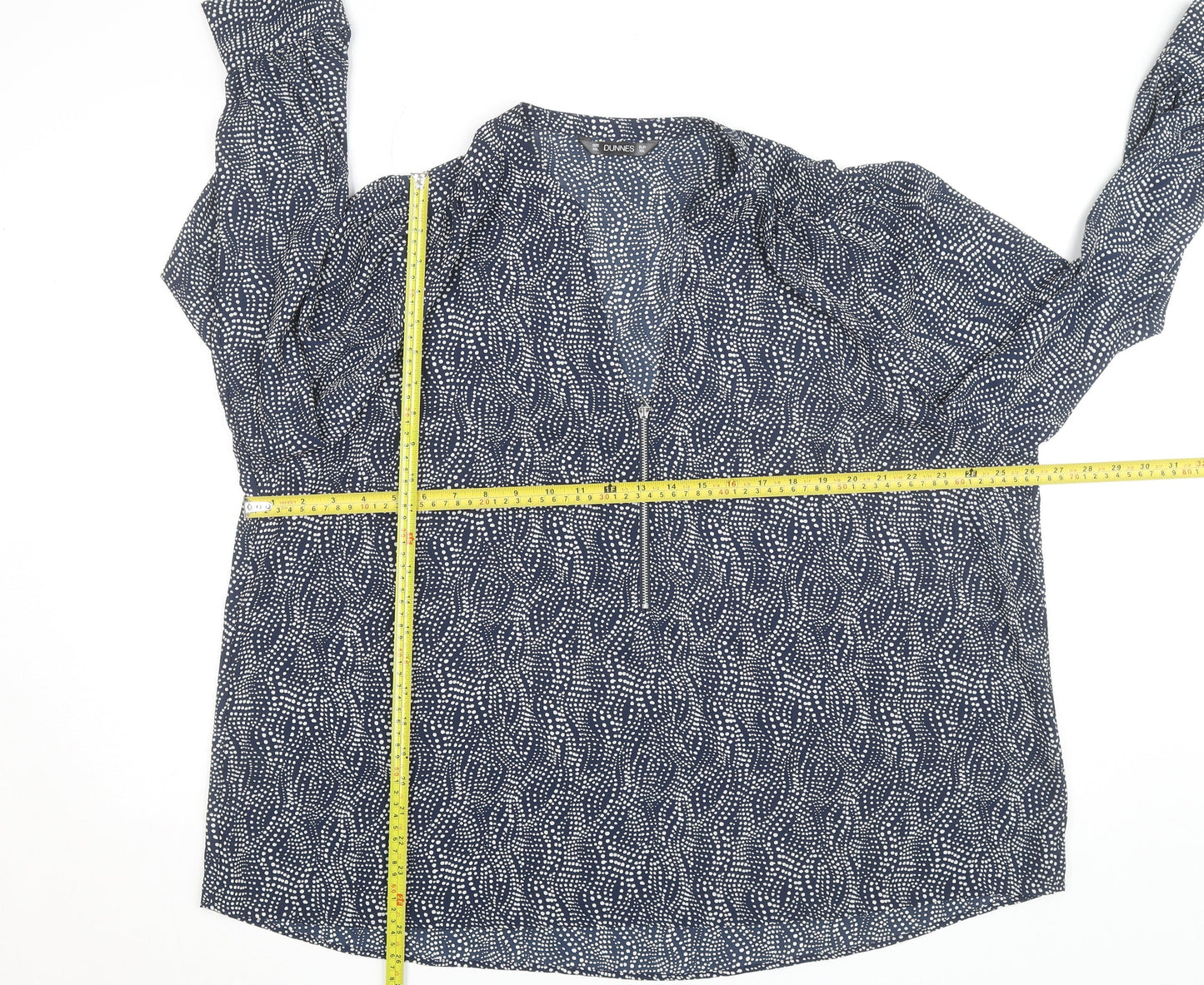 Dunnes Women’s Blue Geometric Long Sleeve Tunic Blouse Size XL