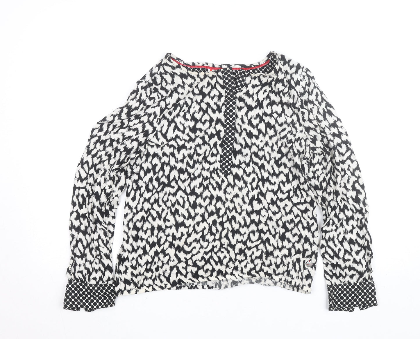 Street One Womens Black Animal Print Long Sleeve Tunic Blouse Size M