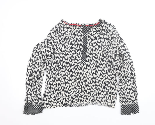 Street One Womens Black Animal Print Long Sleeve Tunic Blouse Size M