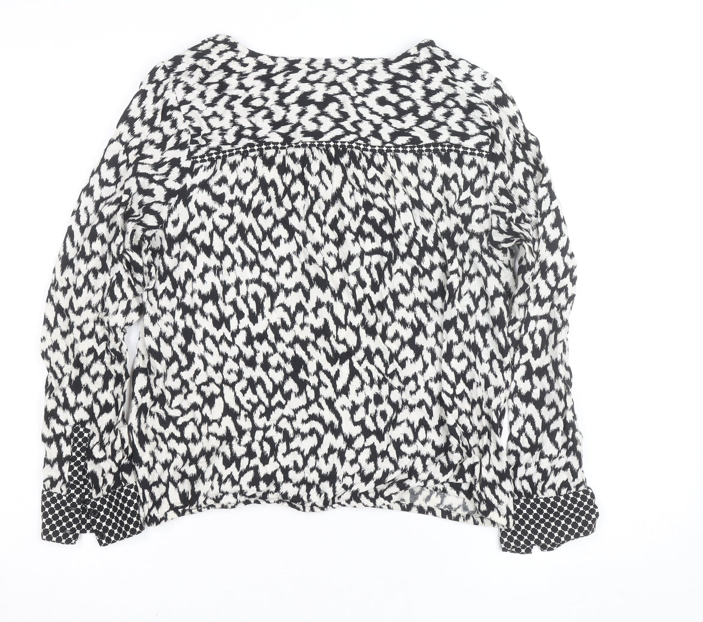 Street One Womens Black Animal Print Long Sleeve Tunic Blouse Size M