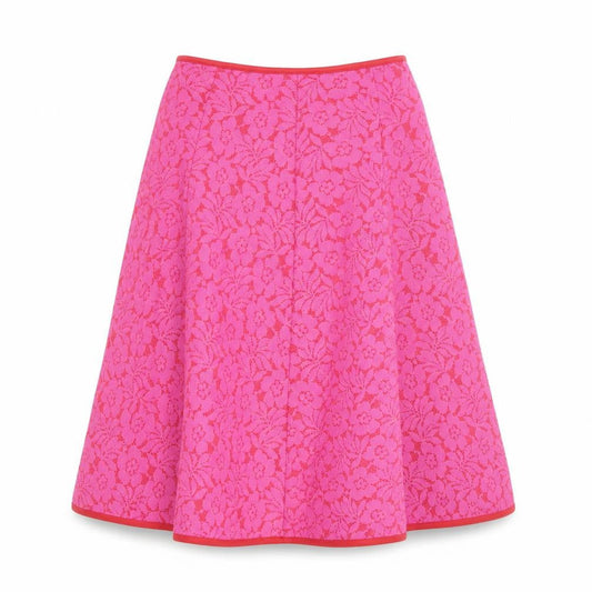 Savida Women's Pink Floral Lace A-Line Knee Length Skirt Size S