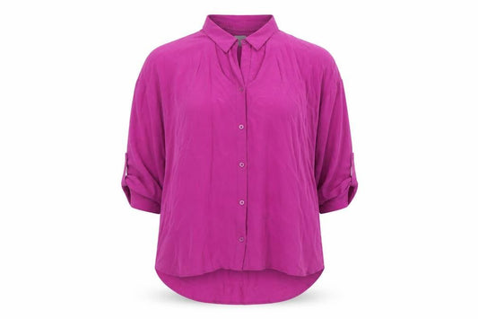 Maeve Women's Purple Rayon Tunic Blouse L 3/4 Sleeve Collared
