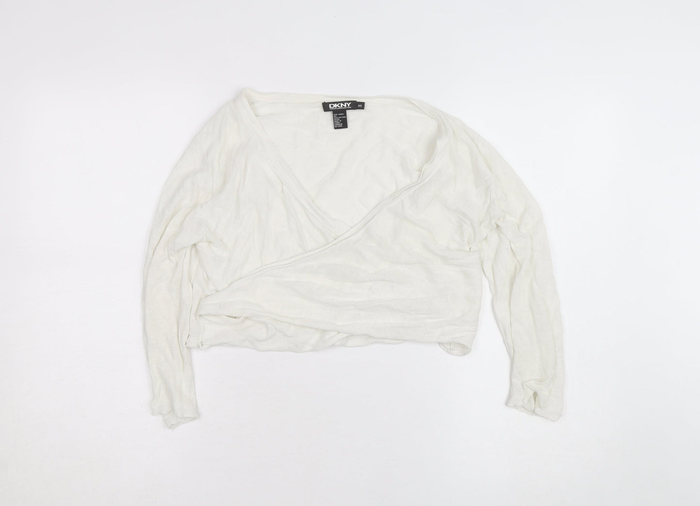 DKNY Women’s Ivory Linen Cotton Wrap Jumper Petite S