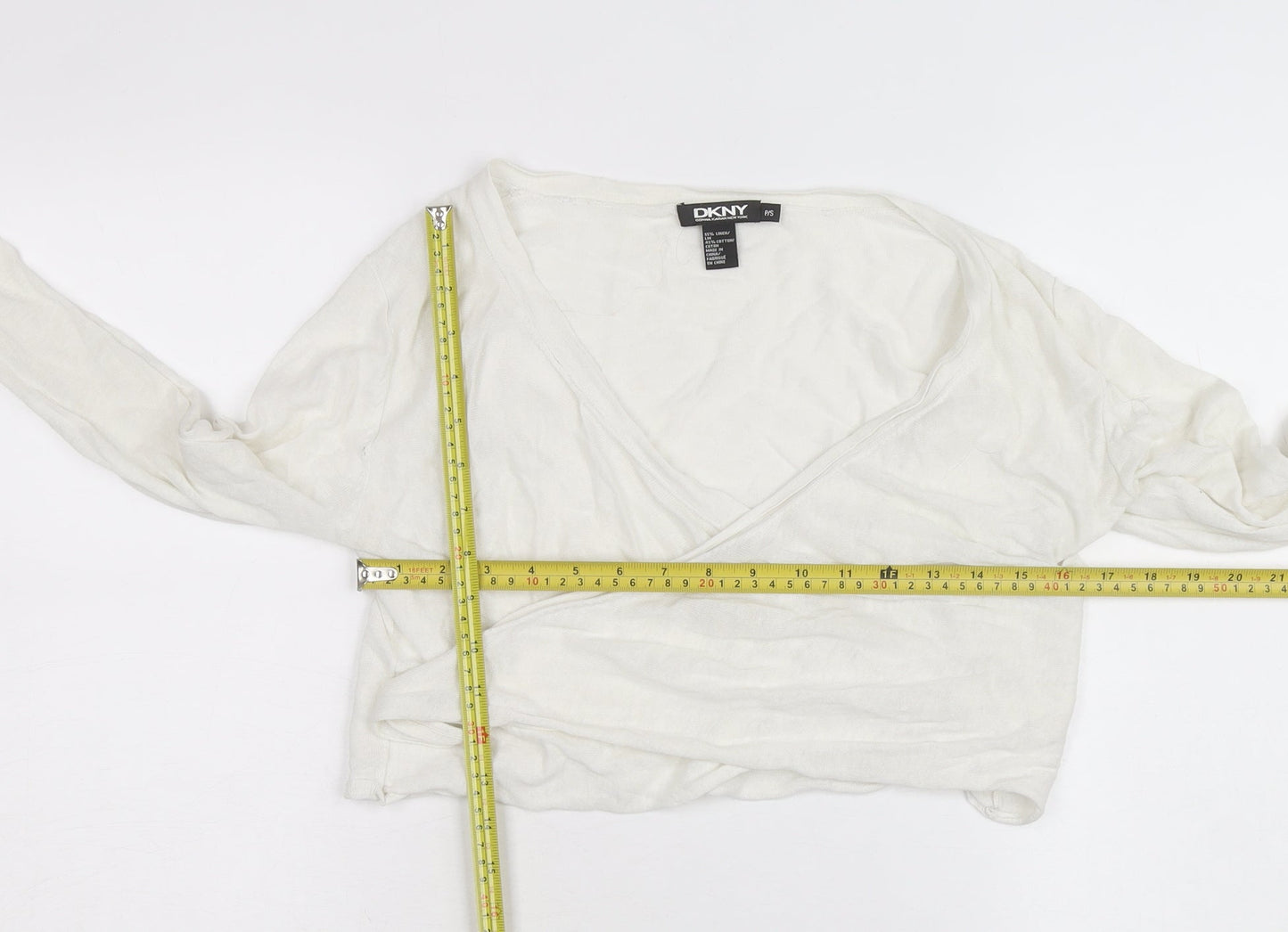 DKNY Women’s Ivory Linen Cotton Wrap Jumper Petite S
