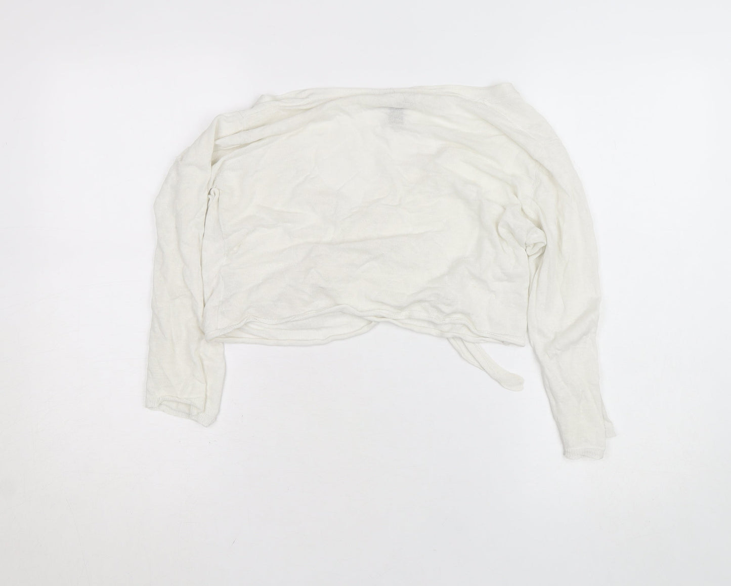 DKNY Women’s Ivory Linen Cotton Wrap Jumper Petite S