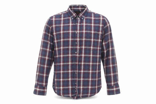 Simon Carter Men's Blue Checked Cotton Button-Down Shirt L