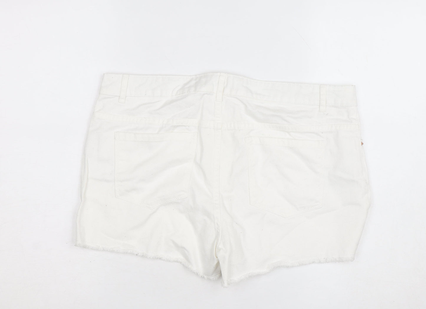 Denim Co Women White Cotton Cut-Off Shorts Size 16