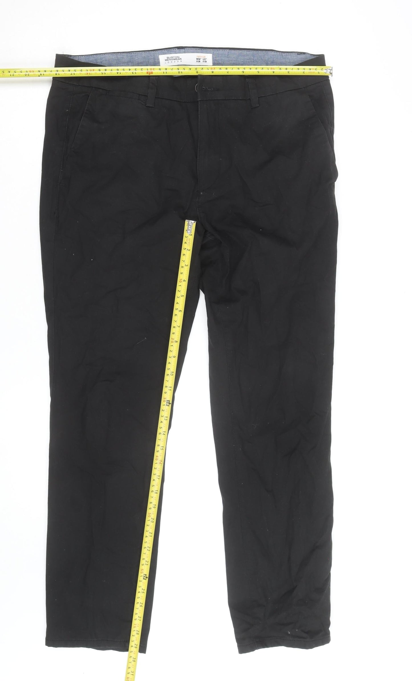 Burton Menswear London Black Slim Fit Chino Trousers Womens Size 20
