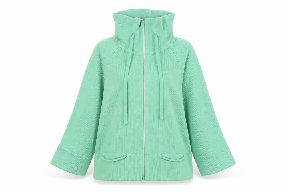 Augusta Women Green Full Zip High Neck Cotton Knit Jumper M
