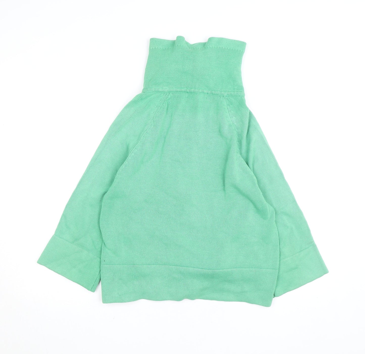 Augusta Women Green Full Zip High Neck Cotton Knit Jumper M