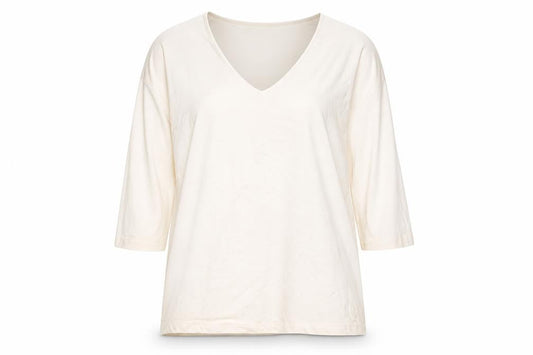 Olsen Women's Ivory V-Neck 3/4 Sleeve Jersey T-Shirt Size 16