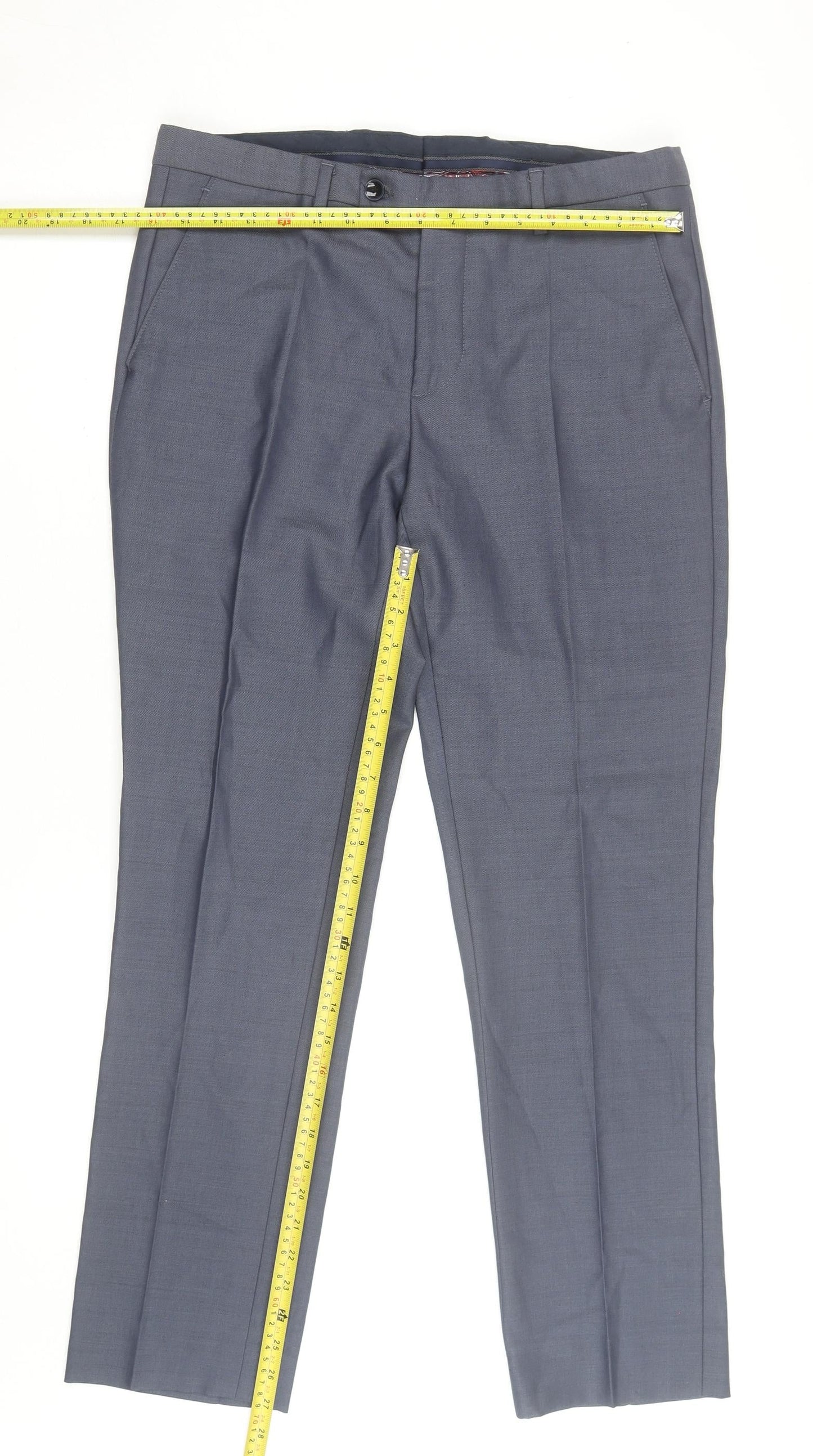Benetti Men's Grey 32R Dress Pants Classic Fit Trousers