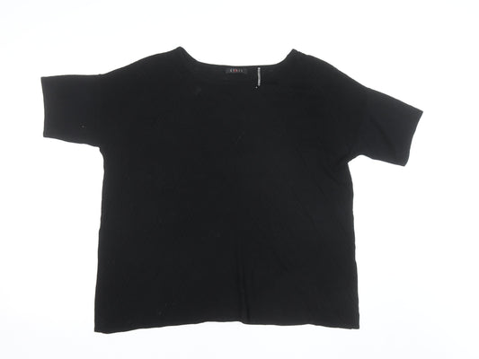 CYRUS Women's Black Knit Short Sleeve Crew Neck Top XL