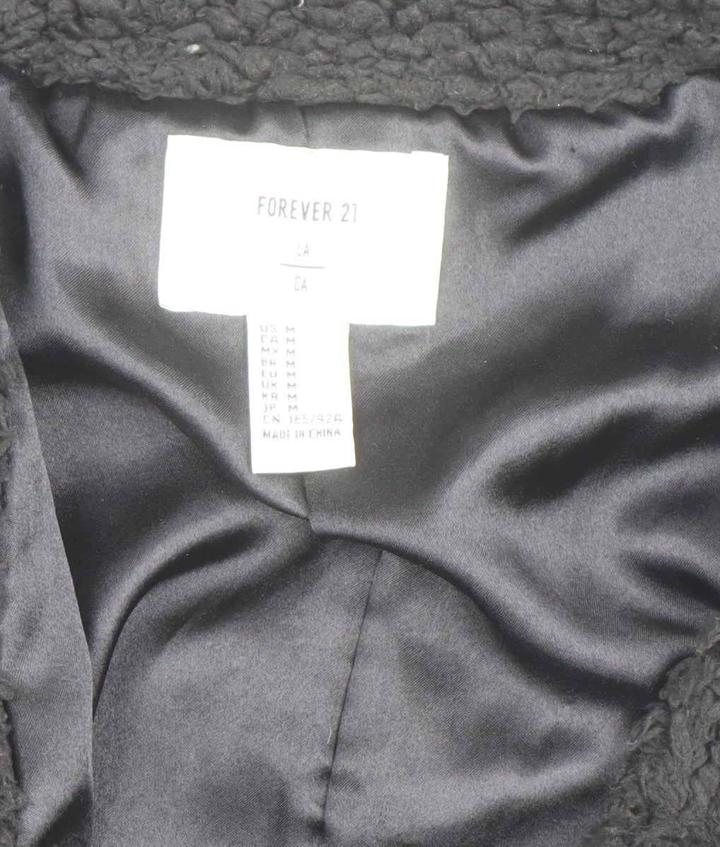 Forever 21 Women’s Black Fleece Long Coat Size M