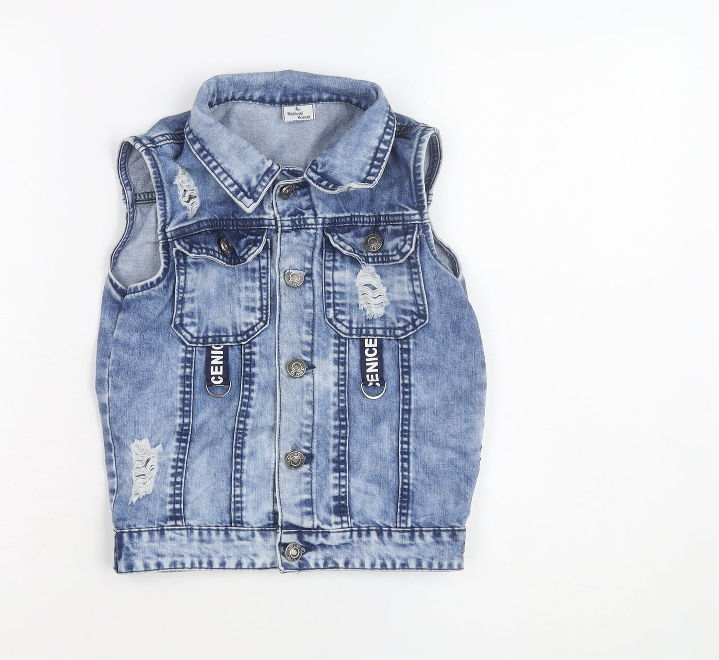 Kamikay Women's Blue Denim Sleeveless Waistcoat Size M Casual