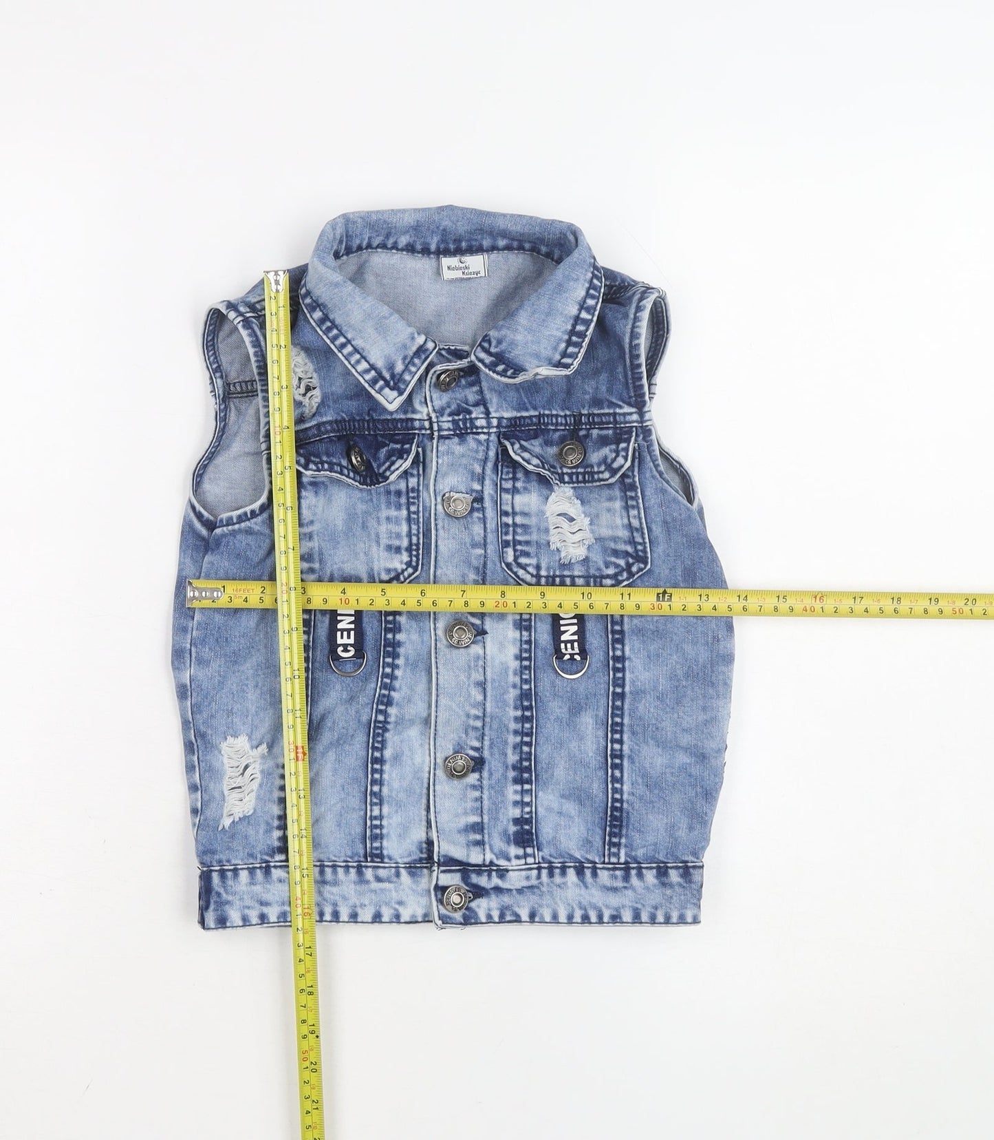 Kamikay Women's Blue Denim Sleeveless Waistcoat Size M Casual
