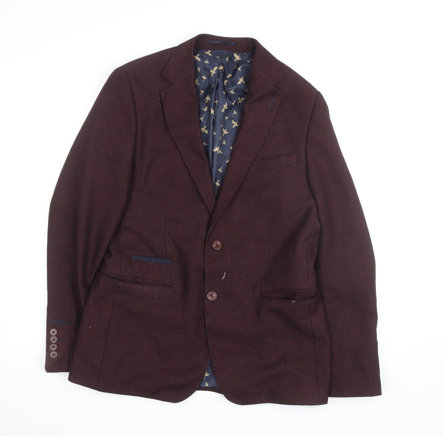 Charles Tyrwhitt Women's Brown Wool Blazer UK 14 Classic Lined Jacket