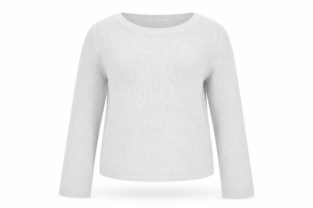 Monari Women Silver Chunky Knit Long Sleeve Crew Neck Jumper Size 12