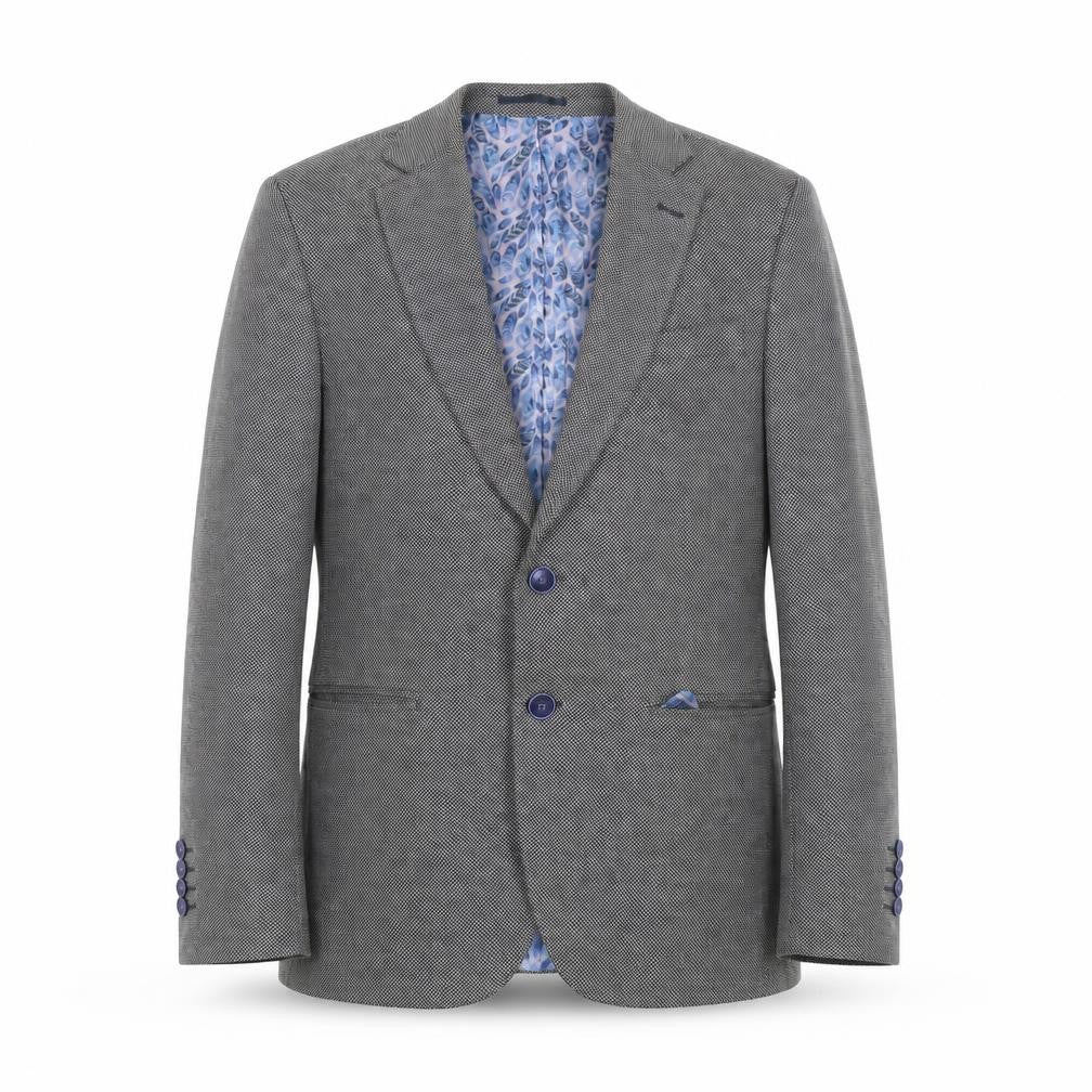 Icon Men Grey Herringbone Cotton Polyester Blazer 40 Regular