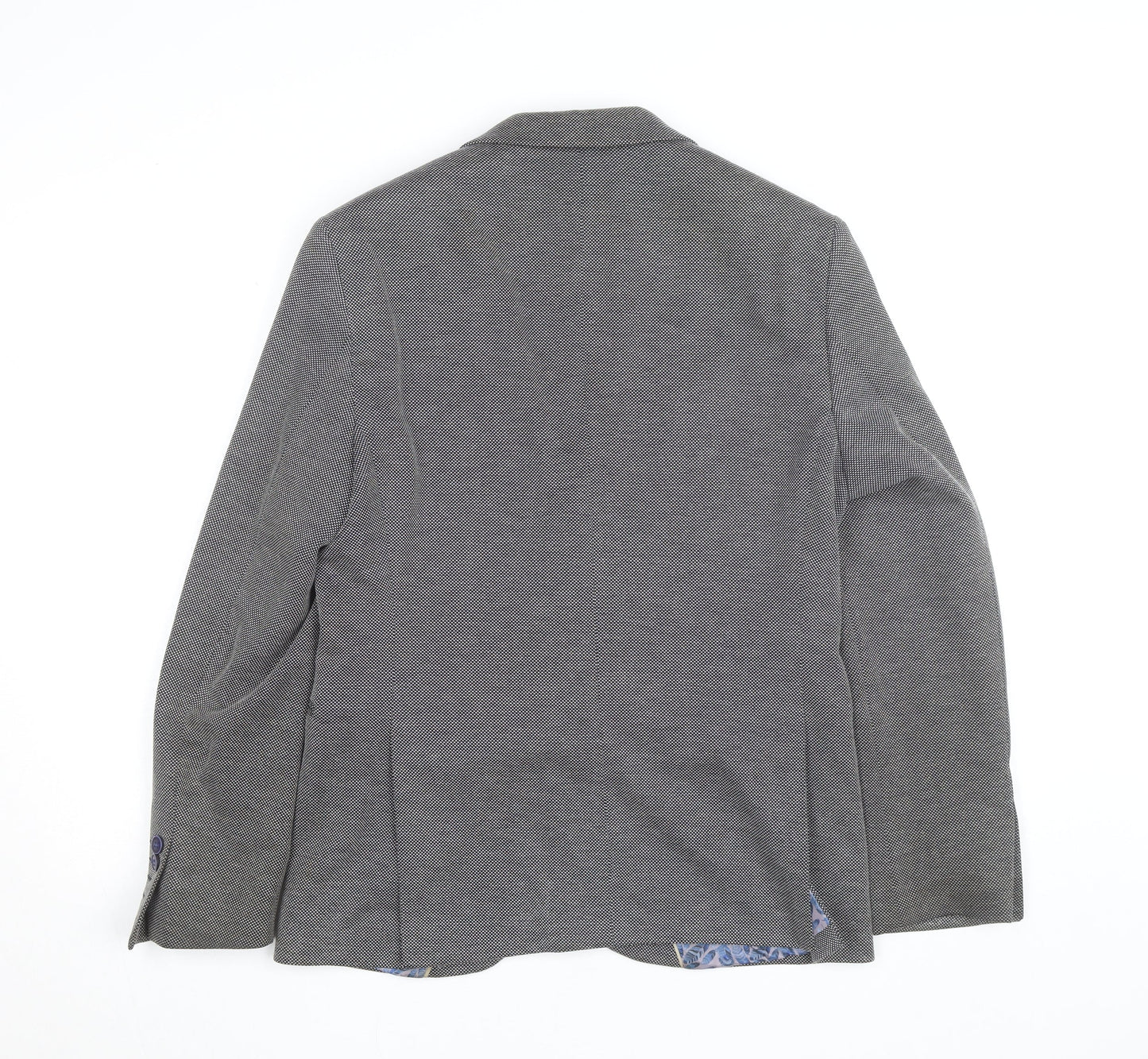 Icon Men Grey Herringbone Cotton Polyester Blazer 40 Regular