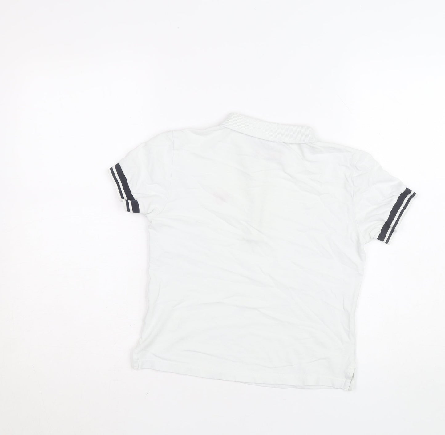 Superdry Boys White Short Sleeve Polo Shirt UK 6 Regular Fit Zip Collar