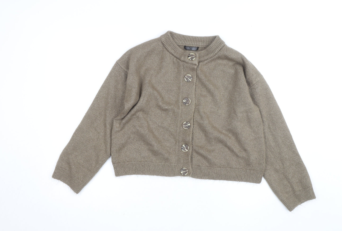 Dunnes Women Brown Wool Blend Crew Neck Cardigan Size M