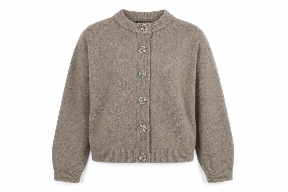 Dunnes Women Brown Wool Blend Crew Neck Cardigan Size M