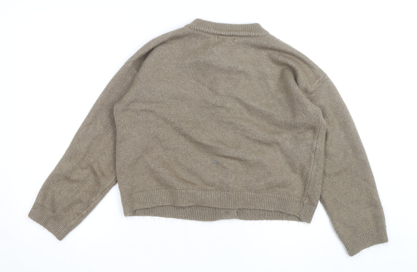 Dunnes Women Brown Wool Blend Crew Neck Cardigan Size M