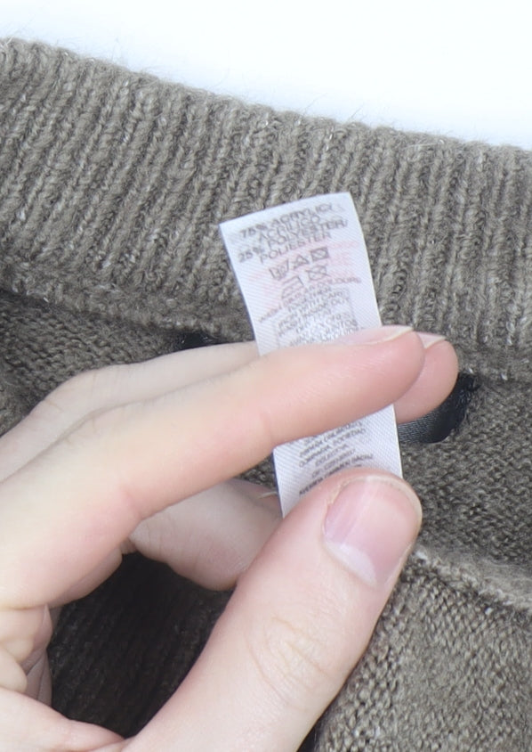 Dunnes Women Brown Wool Blend Crew Neck Cardigan Size M
