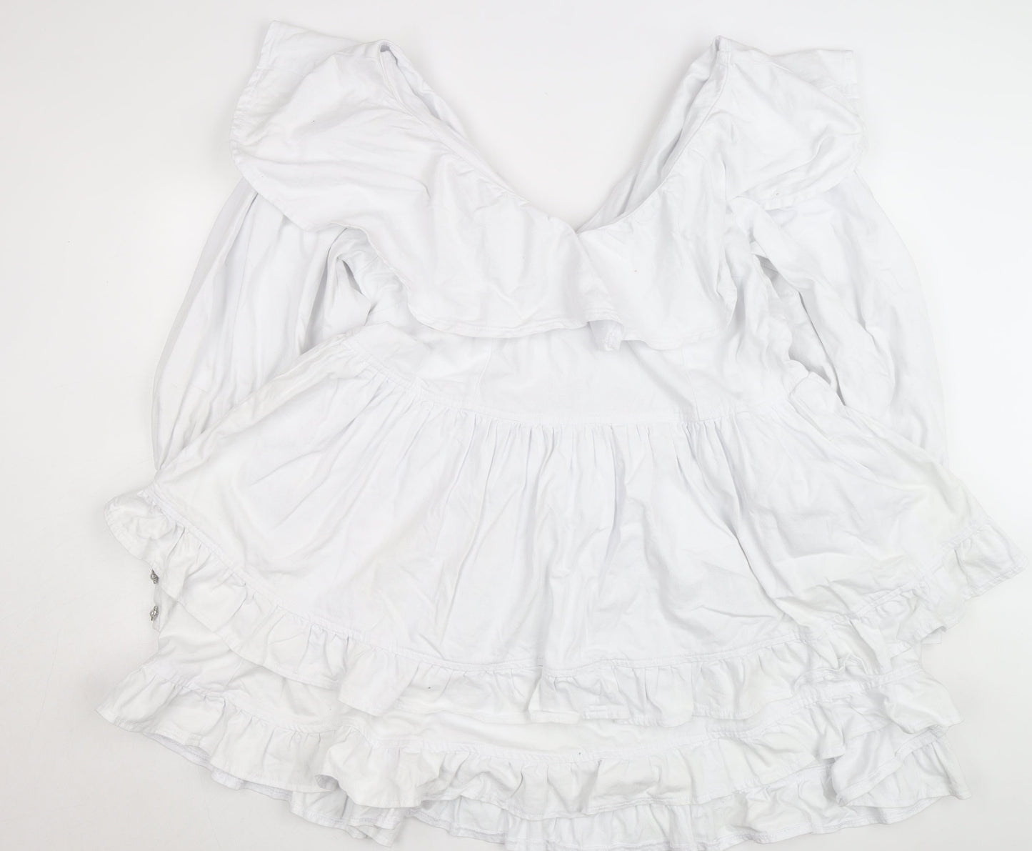 ASOS Luxe Women’s White Off Shoulder Ruffle Short Dress Size 22