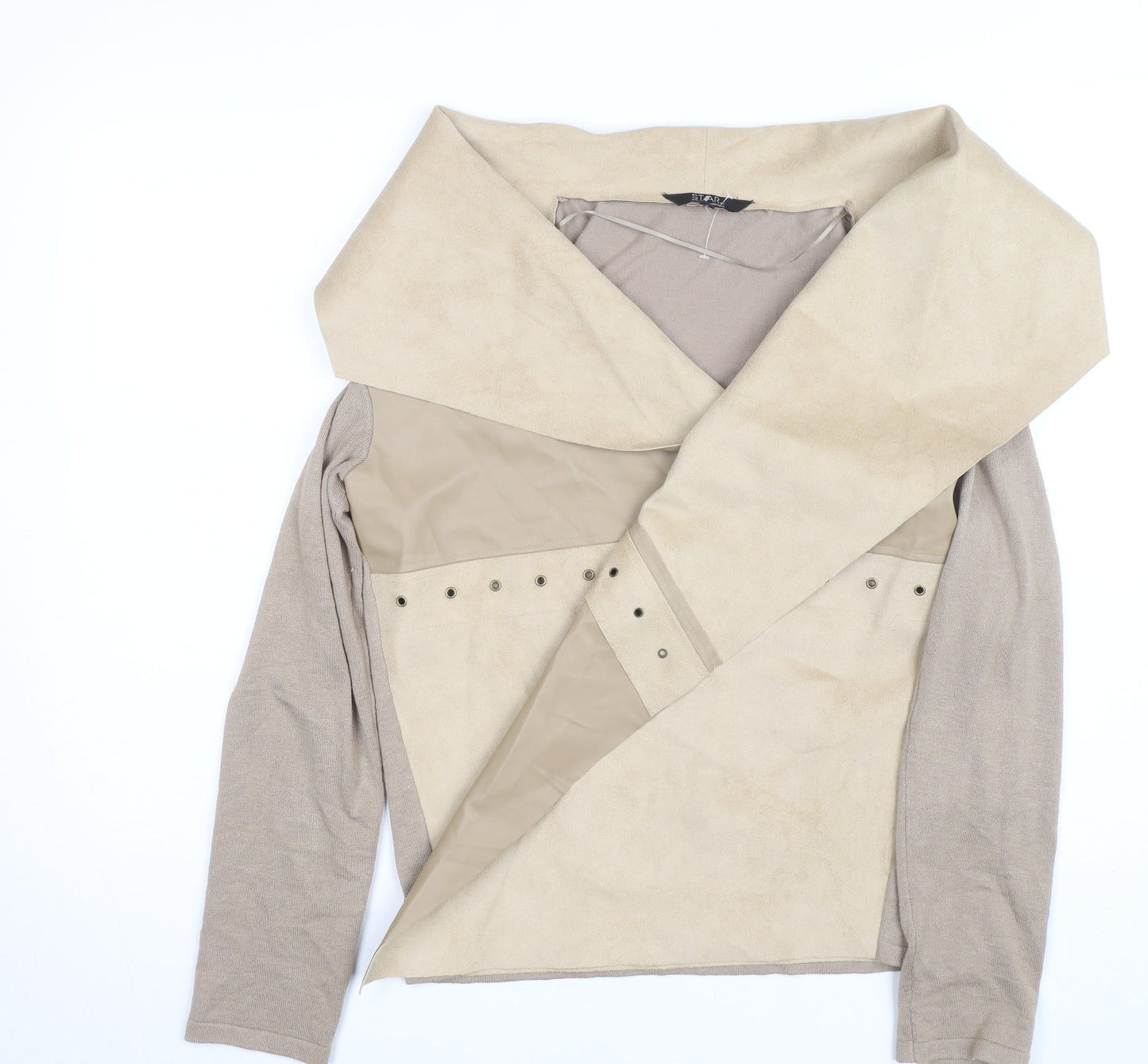 STAR by Julien Macdonald Women Beige Wool Blend Biker Jacket Size 14