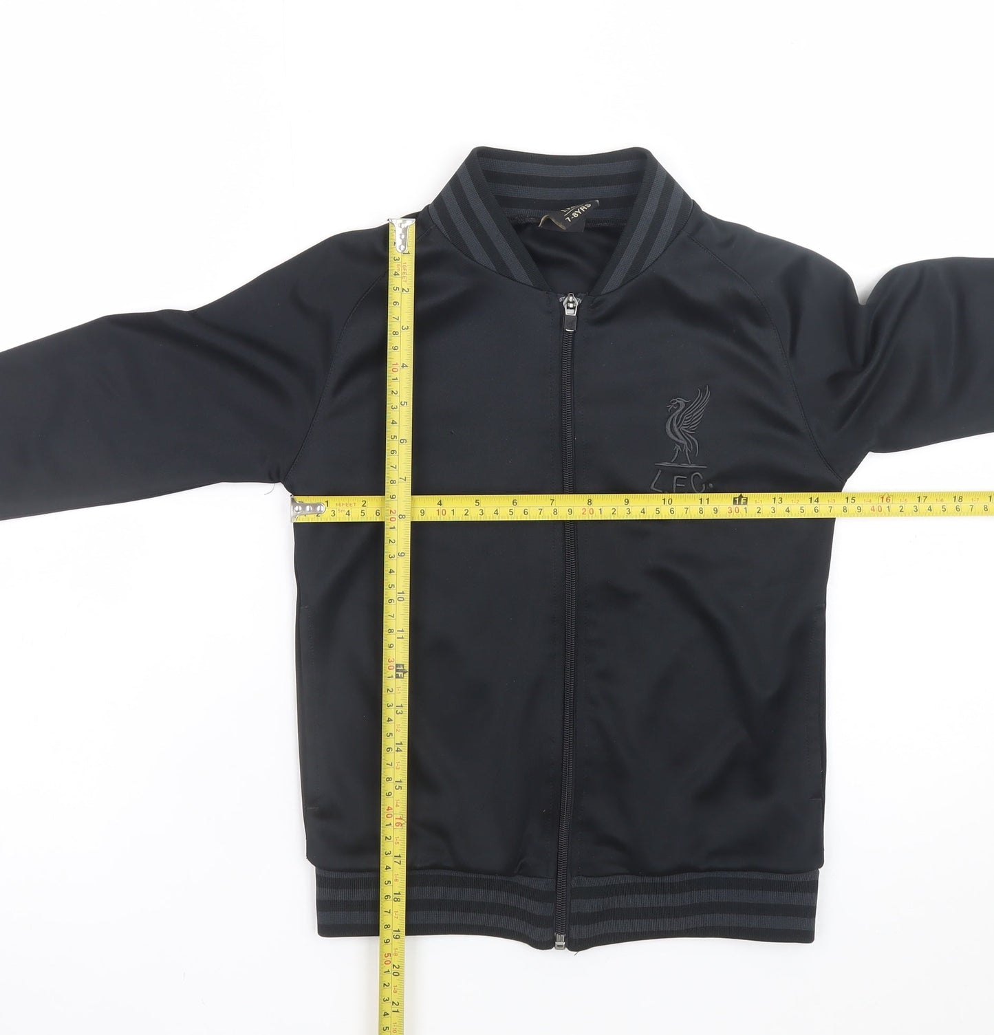Liverpool F.C. Boys Black Track Jacket 7-8 Years Full Zip Lightweight Polyester