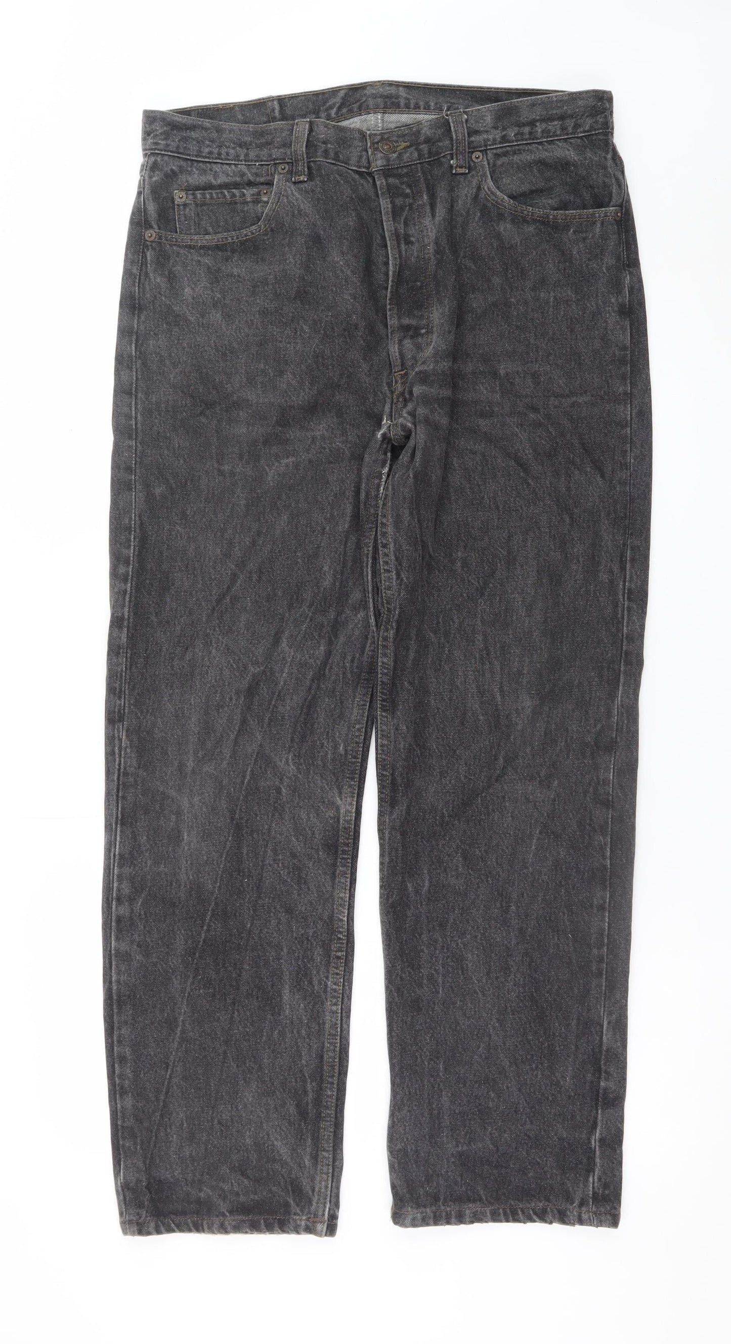 Levi's 501 Men's Black Jeans W36 L34 Straight Fit Denim