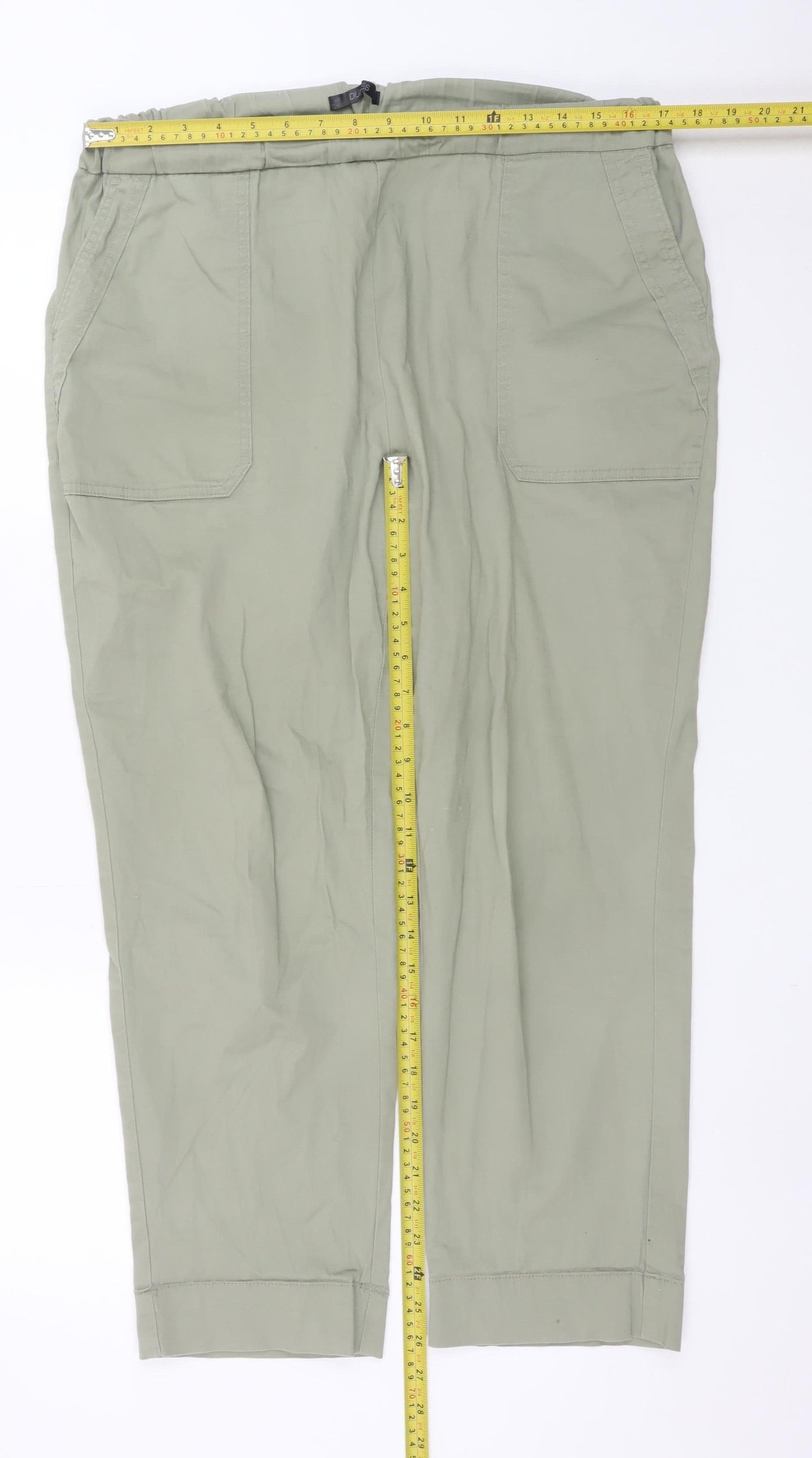 Dunnes Stores Women’s Green Cropped Cotton Trousers L